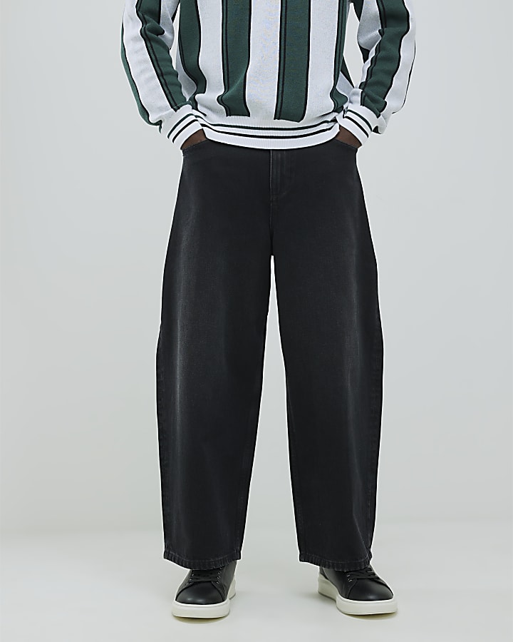 River Island Black Barrel Leg Jeans