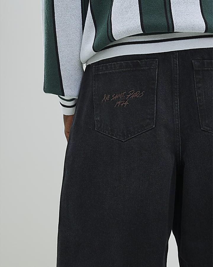 River Island Black Barrel Leg Jeans