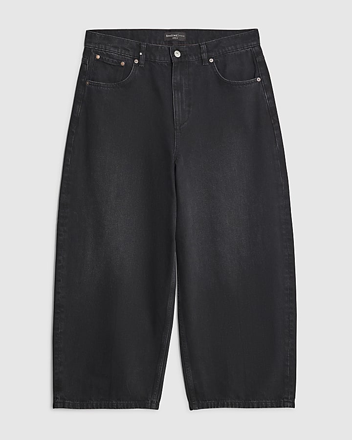 river island Black Barrel Leg Jeans