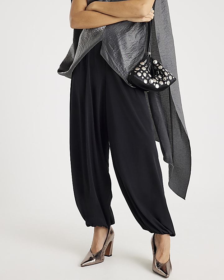 River Island Black Barrel Leg Trousers