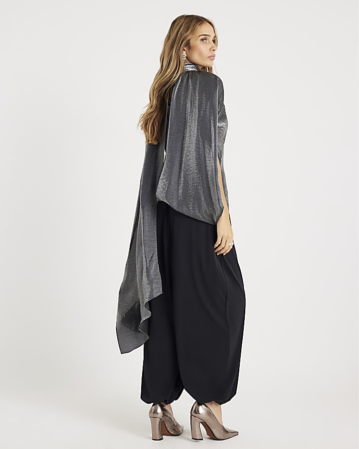 River Island Black Barrel Leg Trousers