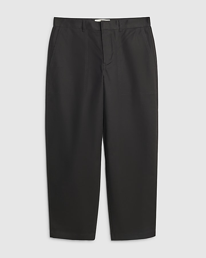 river island Black Barrell Leg Chino Trousers