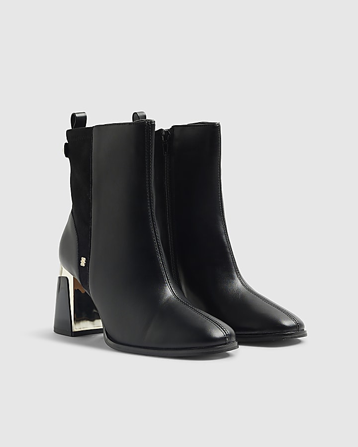 River Island Black Block Heel Ankle Boots
