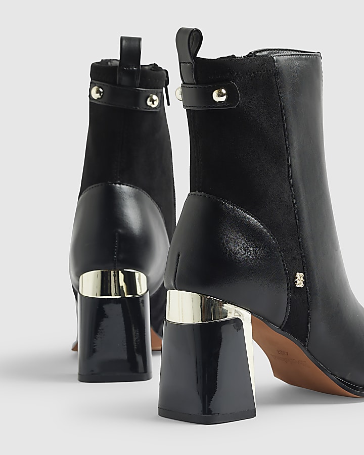 river island Black Block Heel Ankle Boots