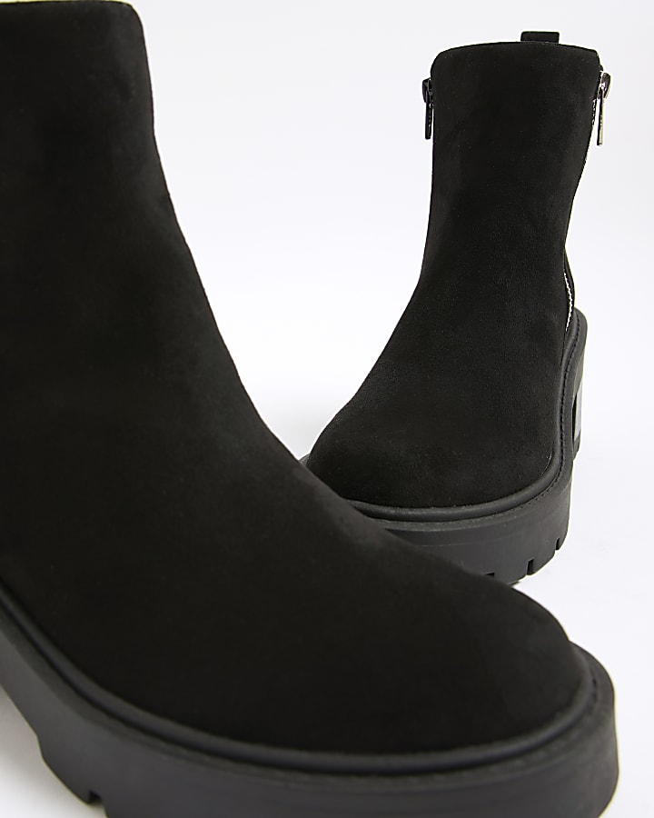 river island Black Block Heeled Side Zip Boots