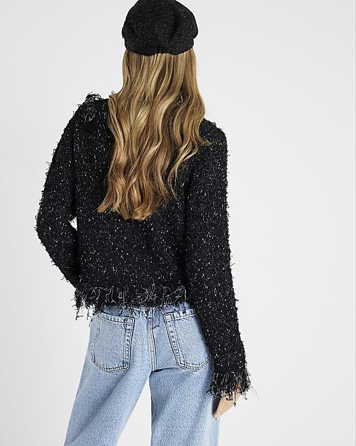 River Island Black Boucle Cardigan