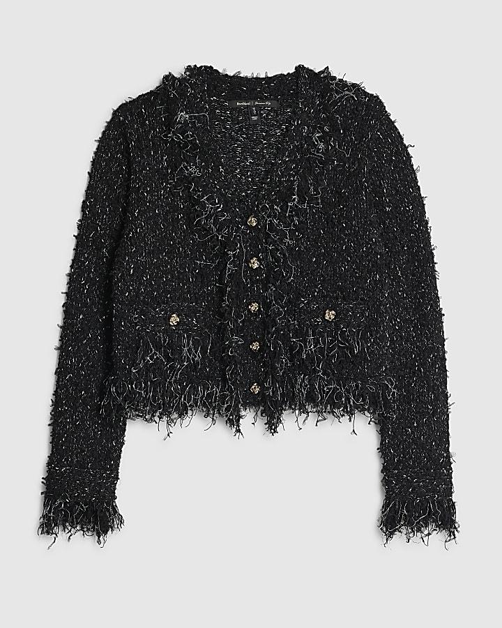 river island Black Boucle Cardigan