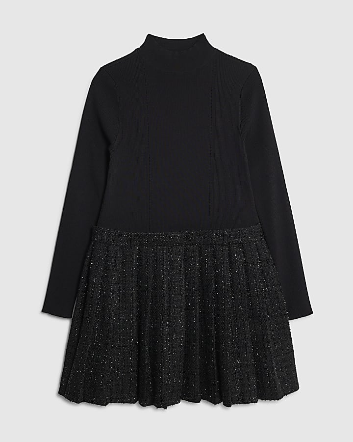 river island Black Boucle Hybrid Dress