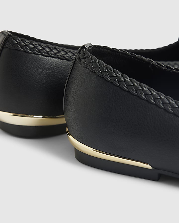 river island Black Bow Ballet Pumps