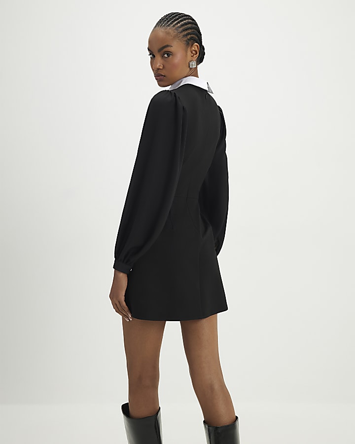 River Island Black Bow Detail Shirt Dress