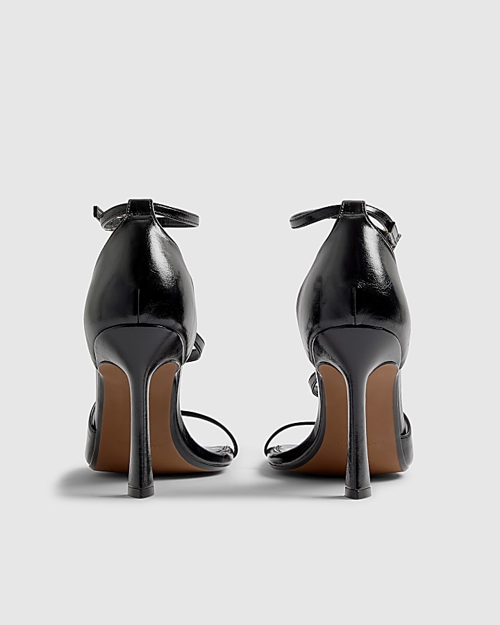 River Island Black Buckle Strap Heeled Sandals
