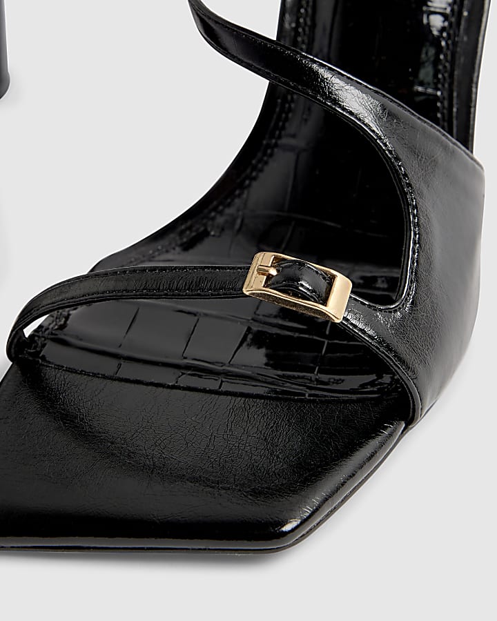 River Island Black Buckle Strap Heeled Sandals