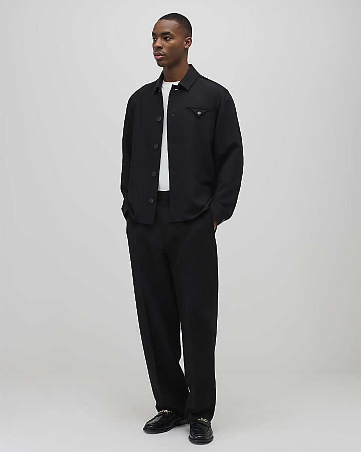River Island Black Button Up Overshirt