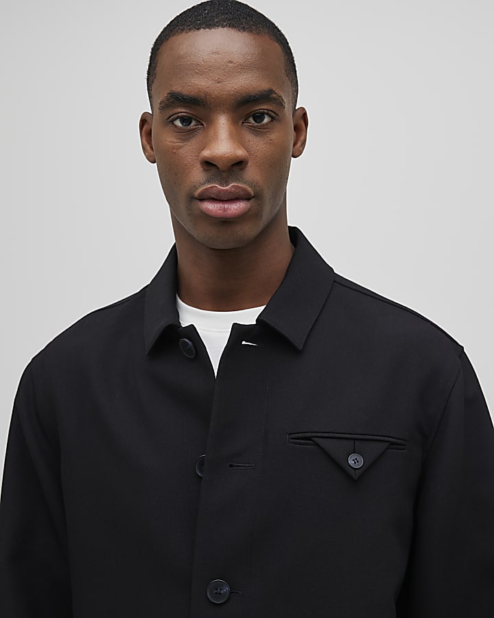 River Island Black Button Up Overshirt
