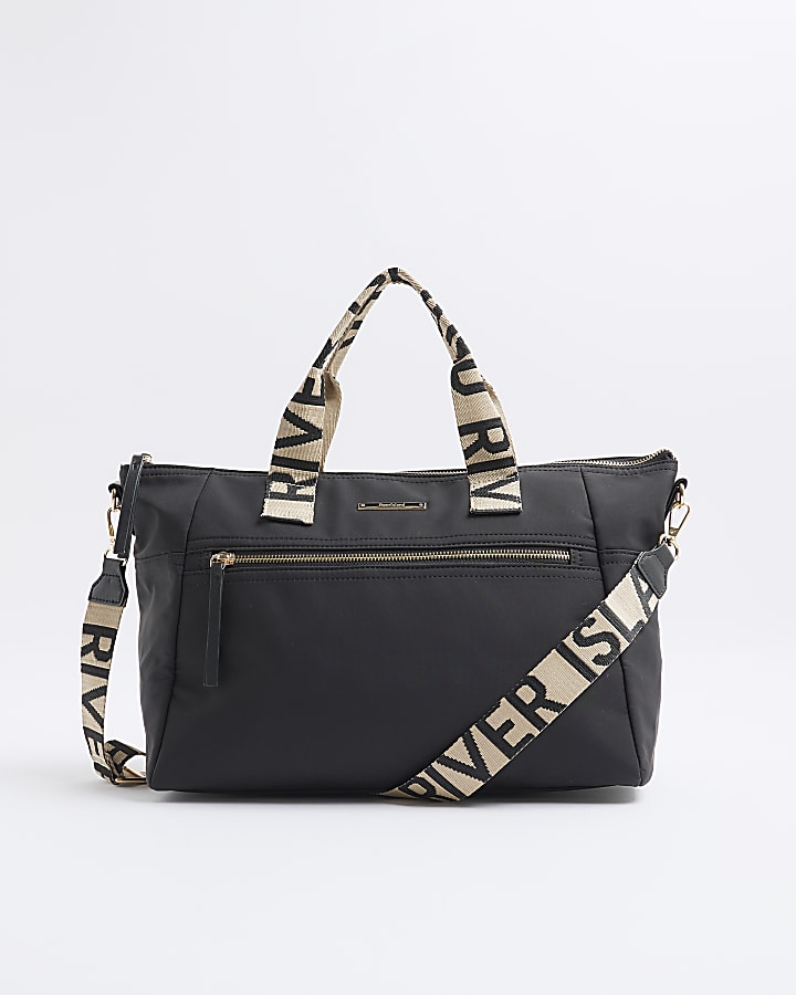 River Island Black Cabin Size RI Holdall Bag