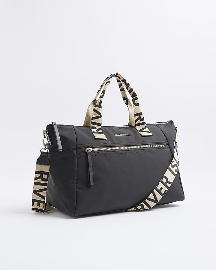 River Island Black Cabin Size RI Holdall Bag