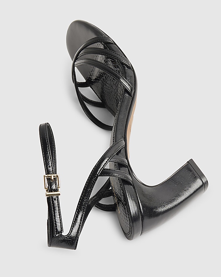 River Island Black Caged Heeled Sandals