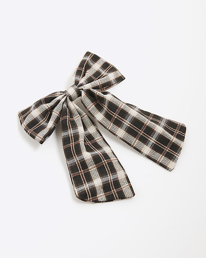 River Island Black Check Print Bow Hair Clip