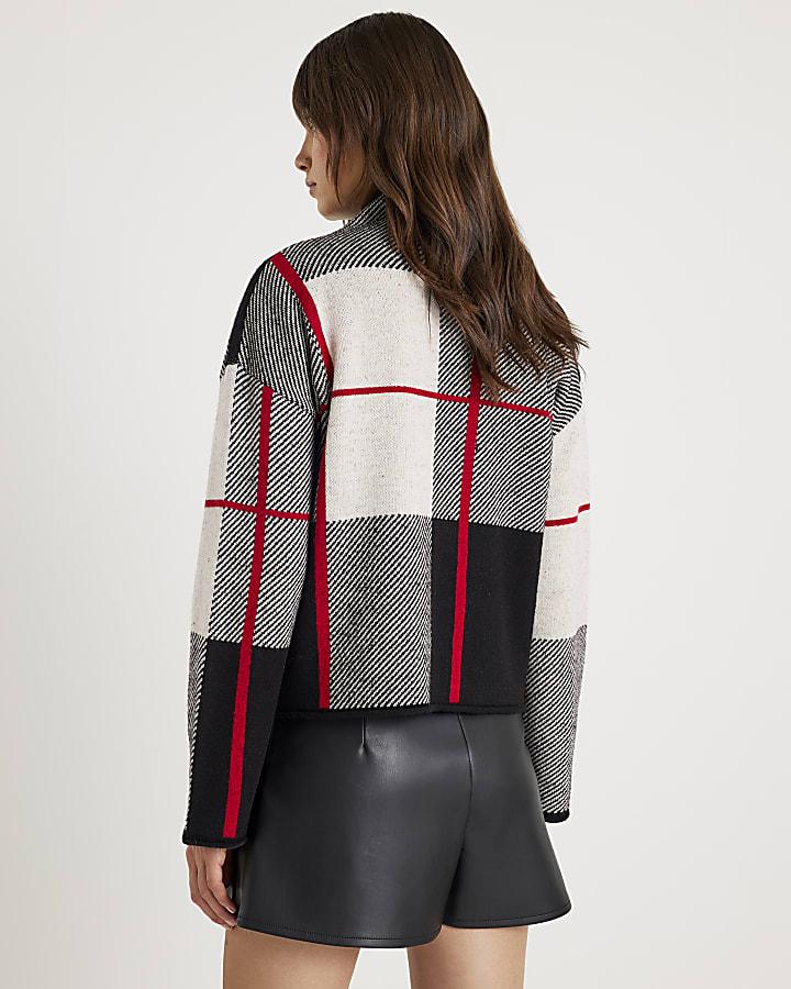 River Island Black Check Print High Neck Jumper