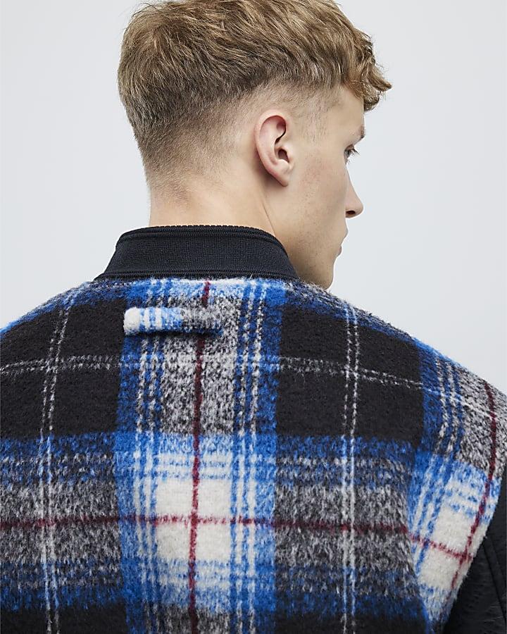 River Island Black Check Varsity Bomber Jacket
