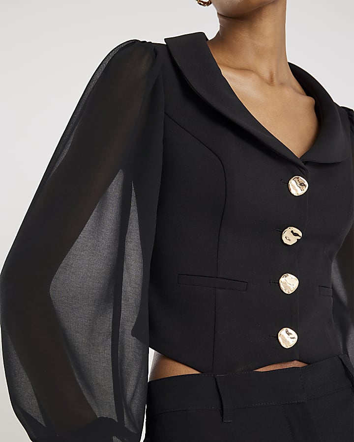 River Island Black Chiffon Sleeve Jacket