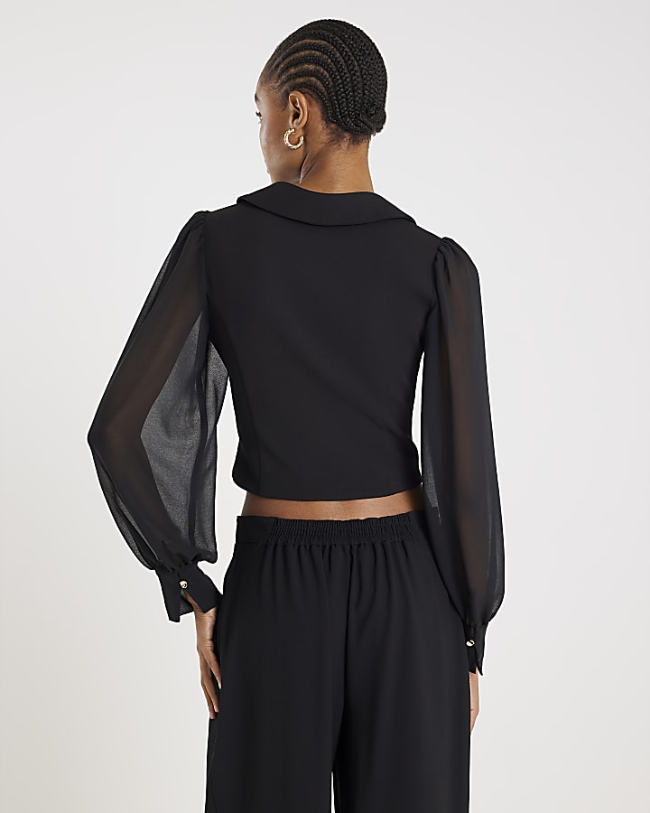 River Island Black Chiffon Sleeve Jacket