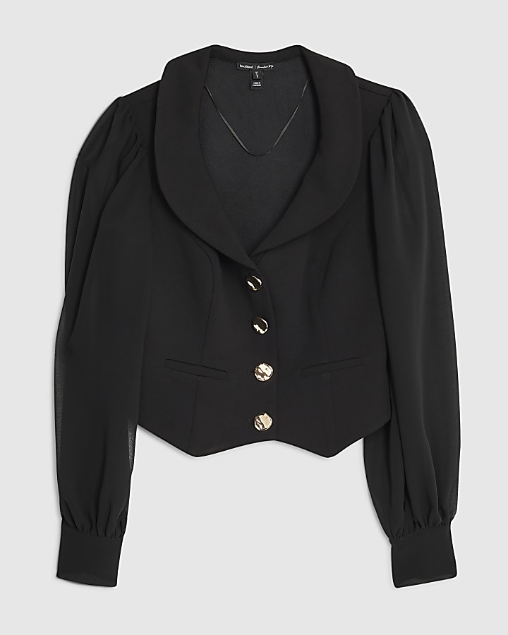 river island Black Chiffon Sleeve Jacket