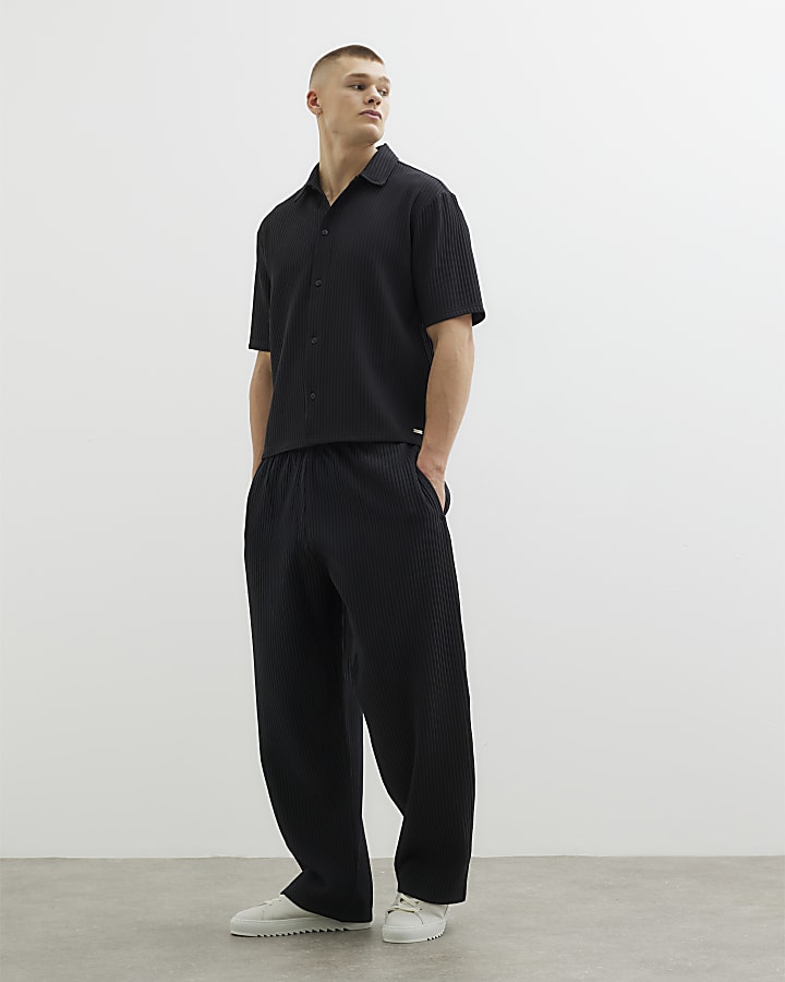 River Island Black Chunky Plisse Shirt
