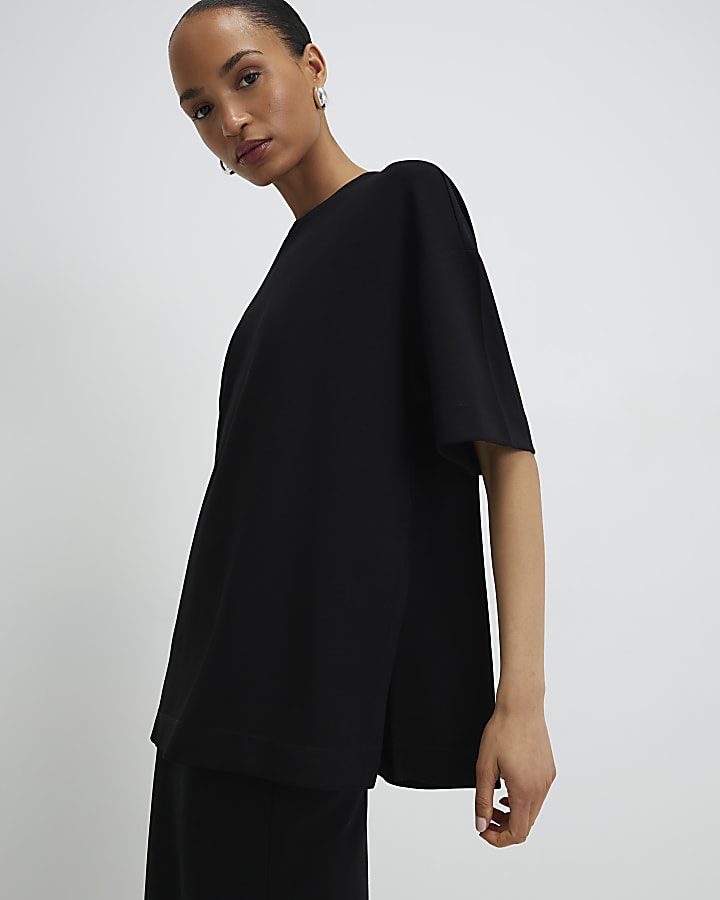 River Island Black Clean Oversized T-shirt