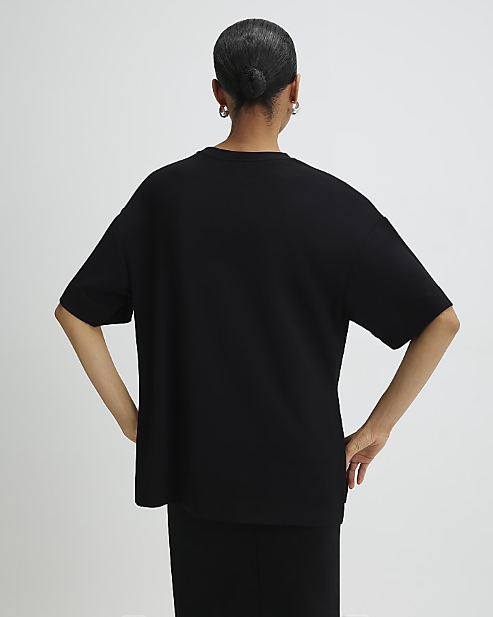River Island Black Clean Oversized T-shirt