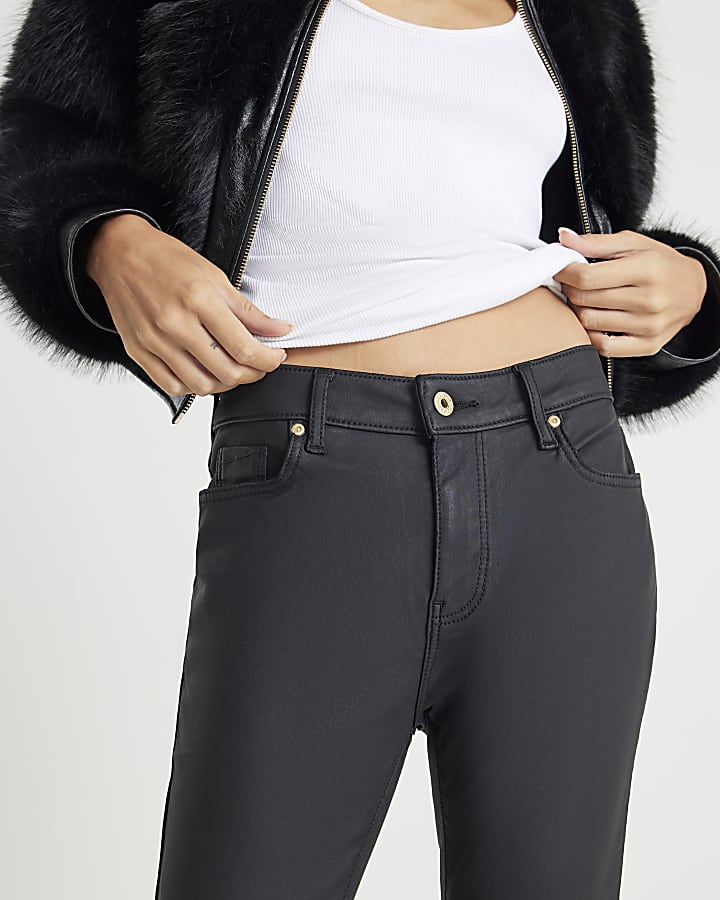 River Island Black Coated Flared Jeans