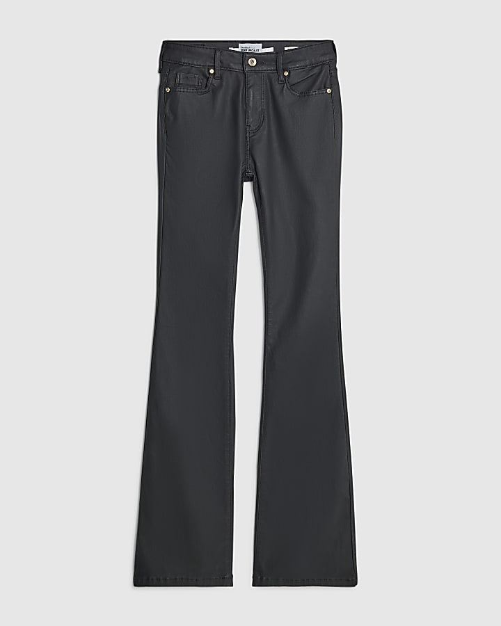 river island Black Coated Flared Jeans