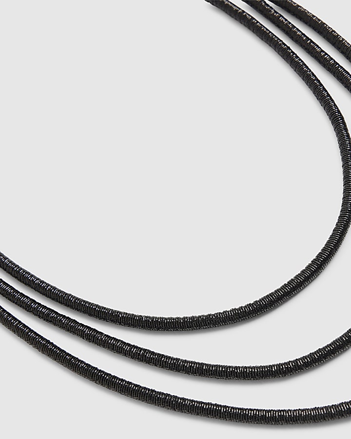 river island Black Cord Heart Pendant Necklace