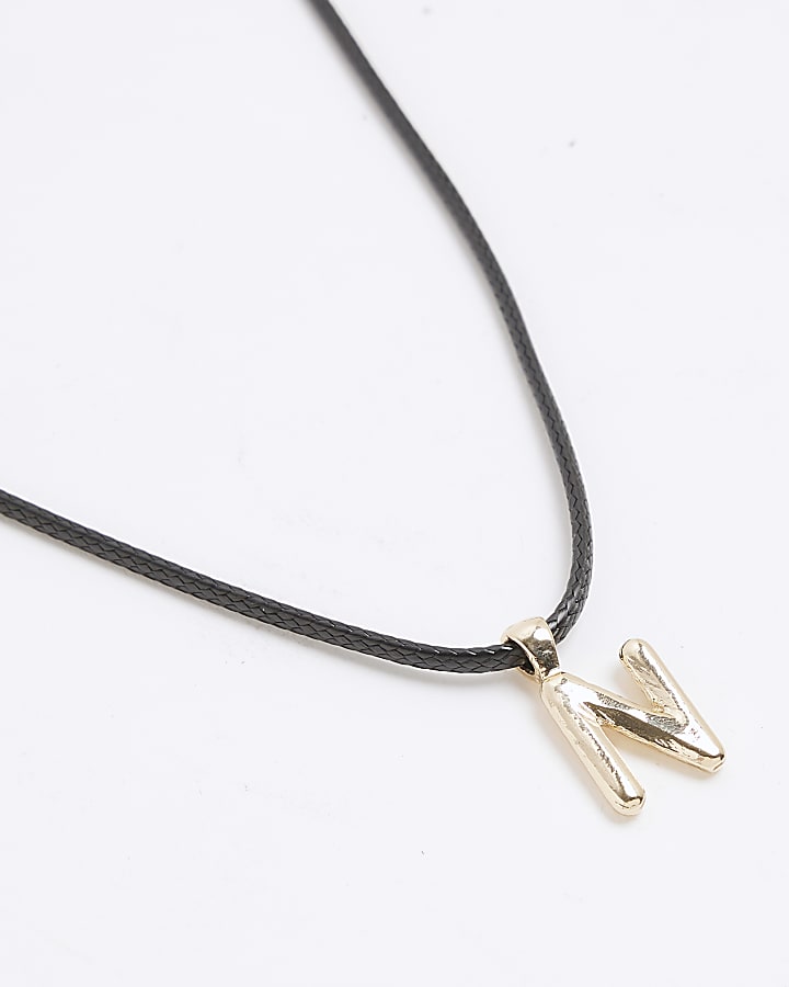 River Island Black Cord Initial N Necklace