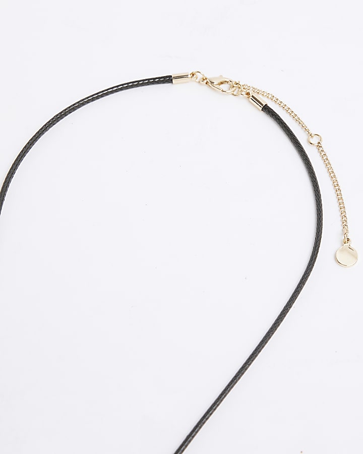 river island Black Cord Initial N Necklace