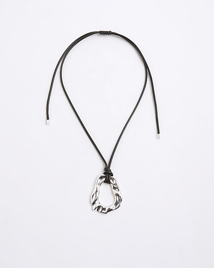 River Island Black Cord Pendant Necklace