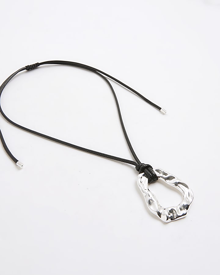River Island Black Cord Pendant Necklace