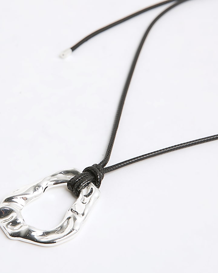 River Island Black Cord Pendant Necklace