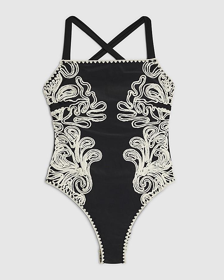 river island Black Cornelli Print Swimsuit