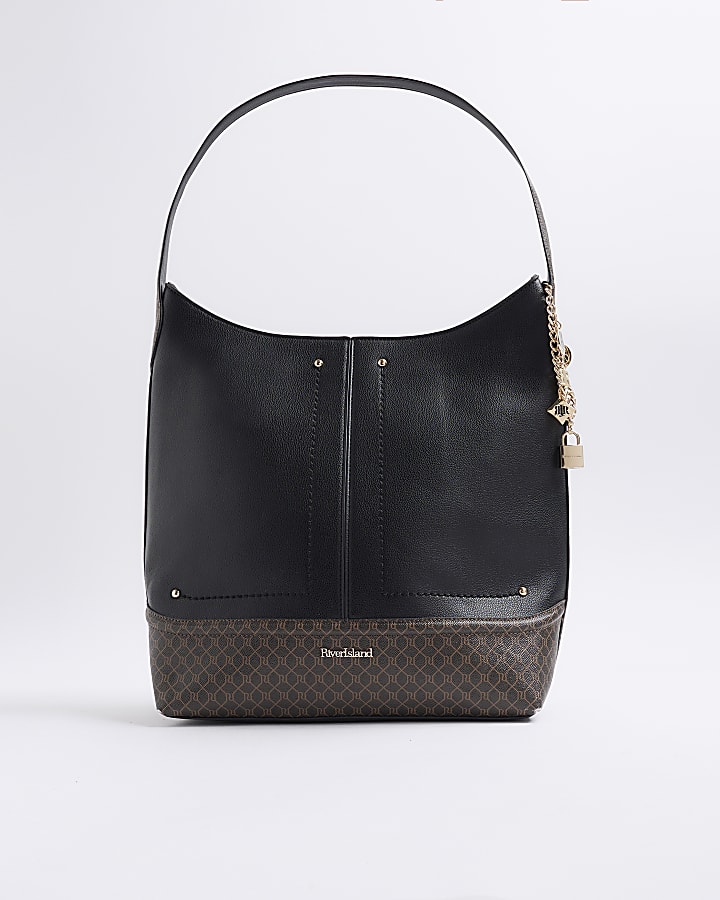 River Island Black Curve Top Charm Shoulder Bag
