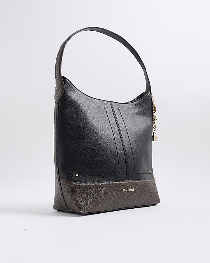 River Island Black Curve Top Charm Shoulder Bag