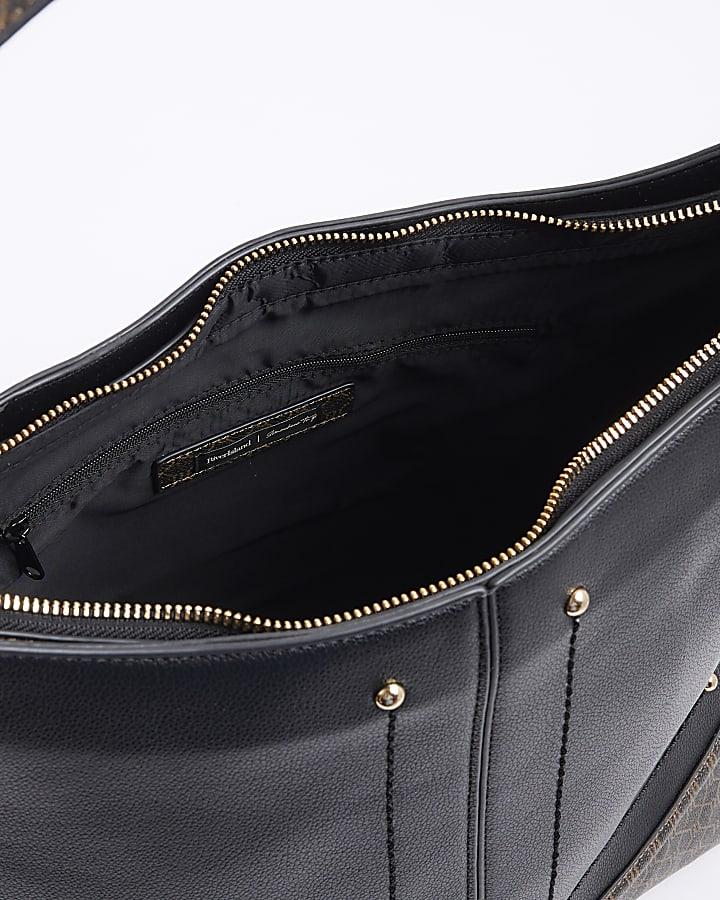 river island Black Curve Top Charm Shoulder Bag