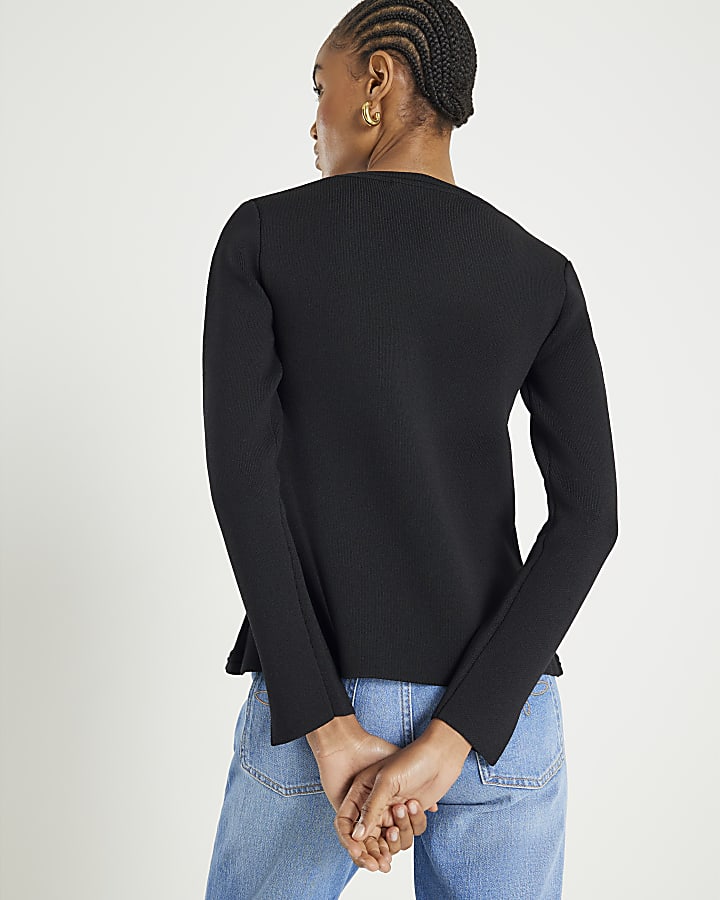River Island Black Curved Hem Cardigan