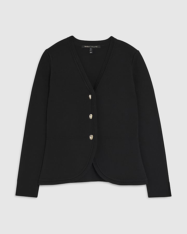 river island Black Curved Hem Cardigan
