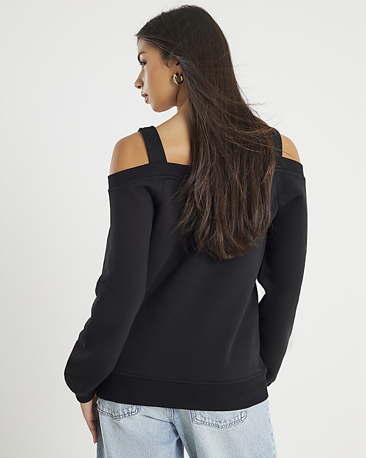 River Island Black Cut Away Sweatshirt