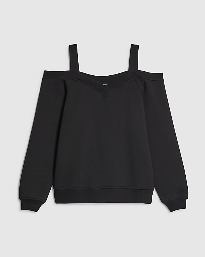 river island Black Cut Away Sweatshirt