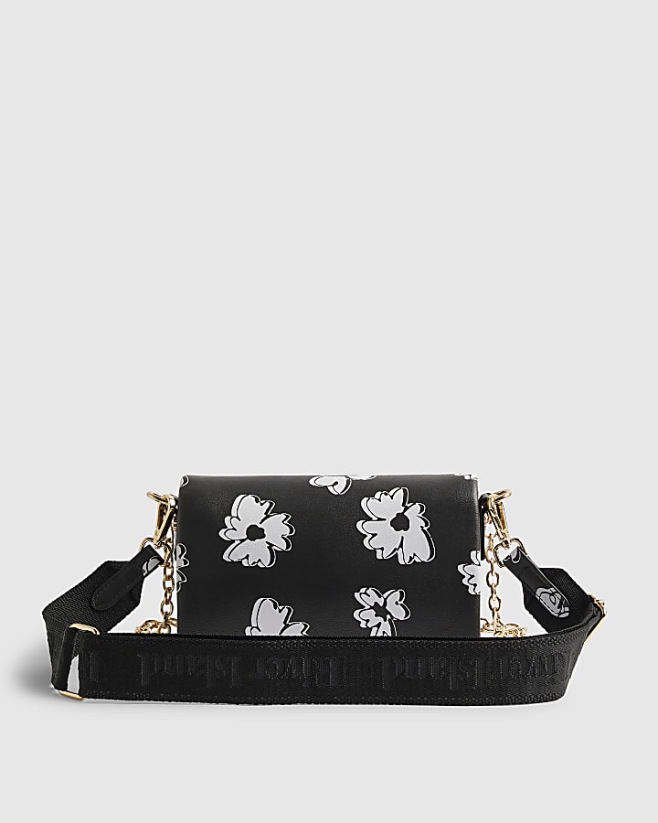River Island Black Daisy Print Cross Body Bag