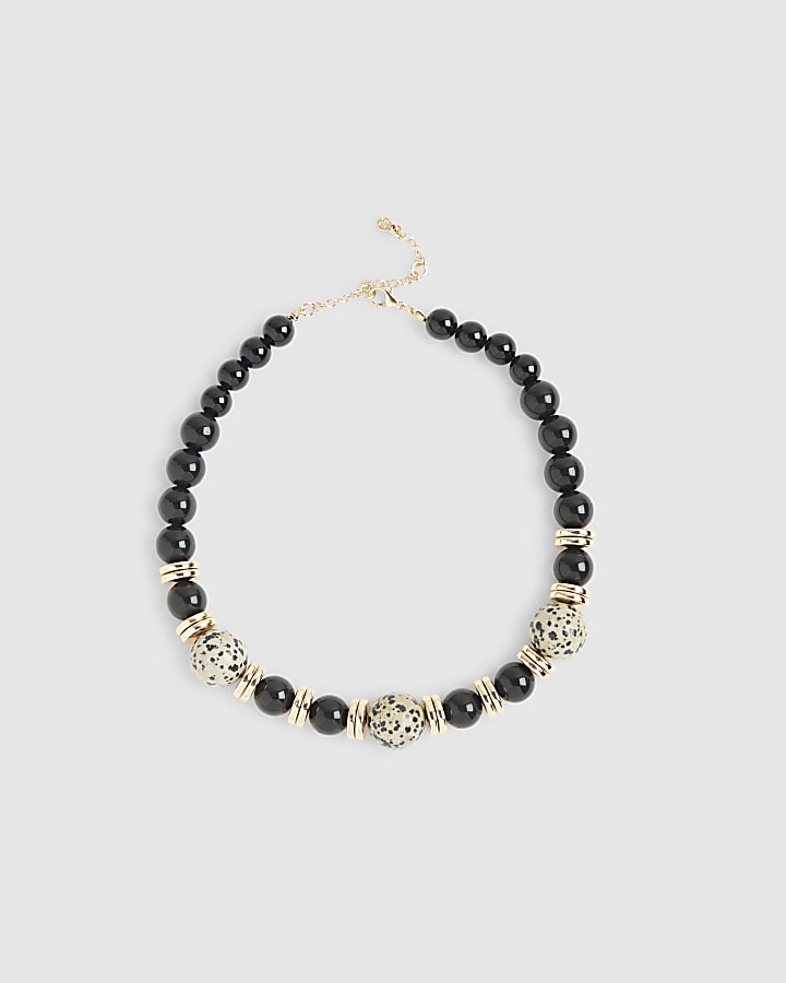 River Island Black Dalmatian Beaded Necklace