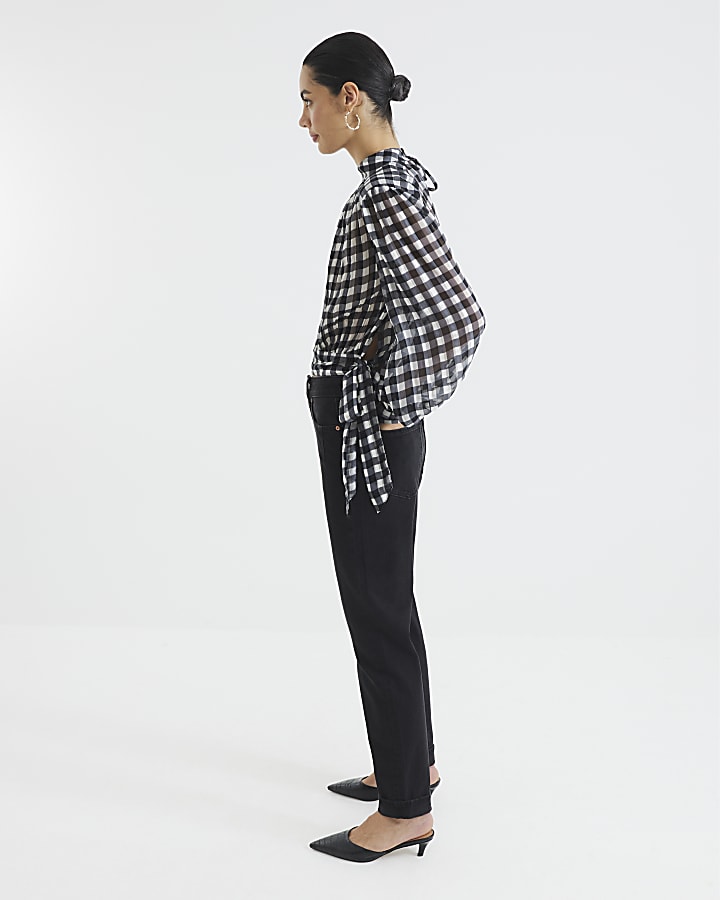 River Island Black Denim Mom Sculpt Jeans