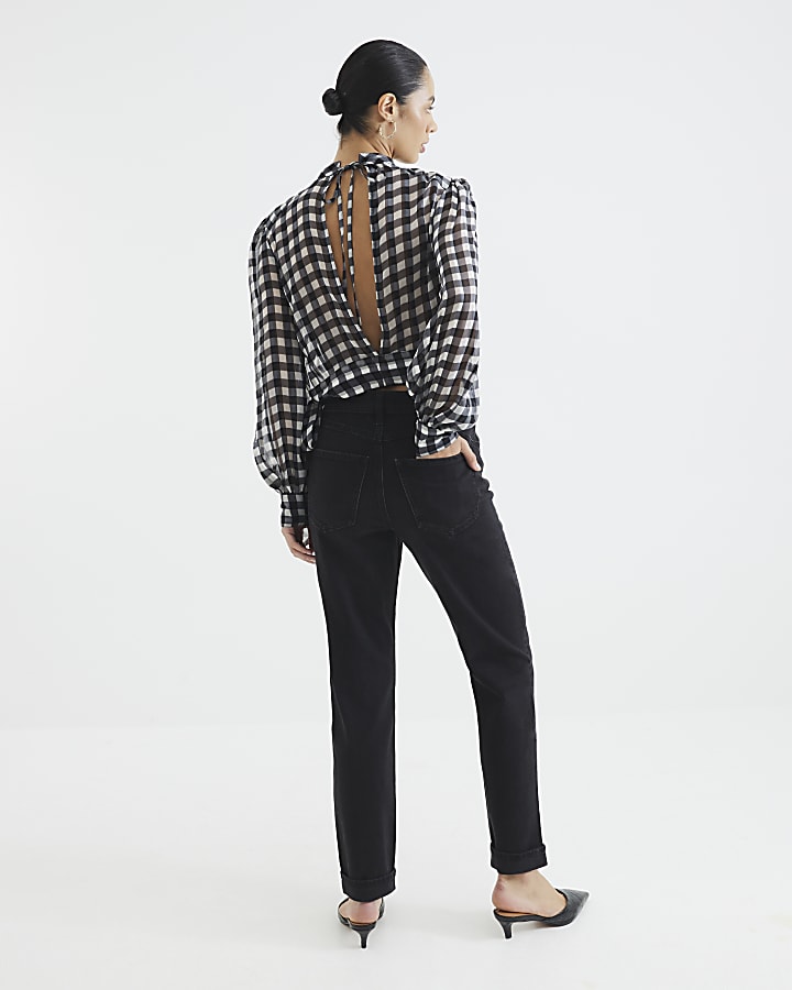 River Island Black Denim Mom Sculpt Jeans